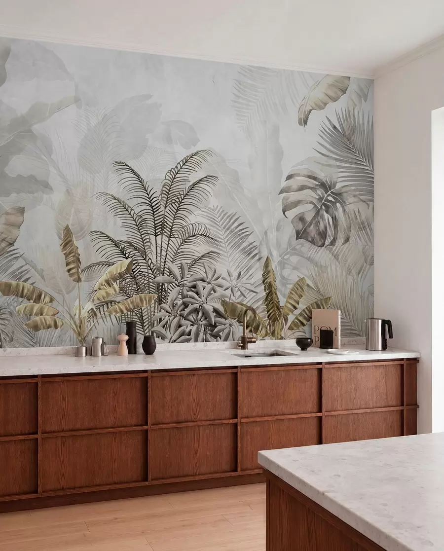 wall murals Палме у сивој боји u71284