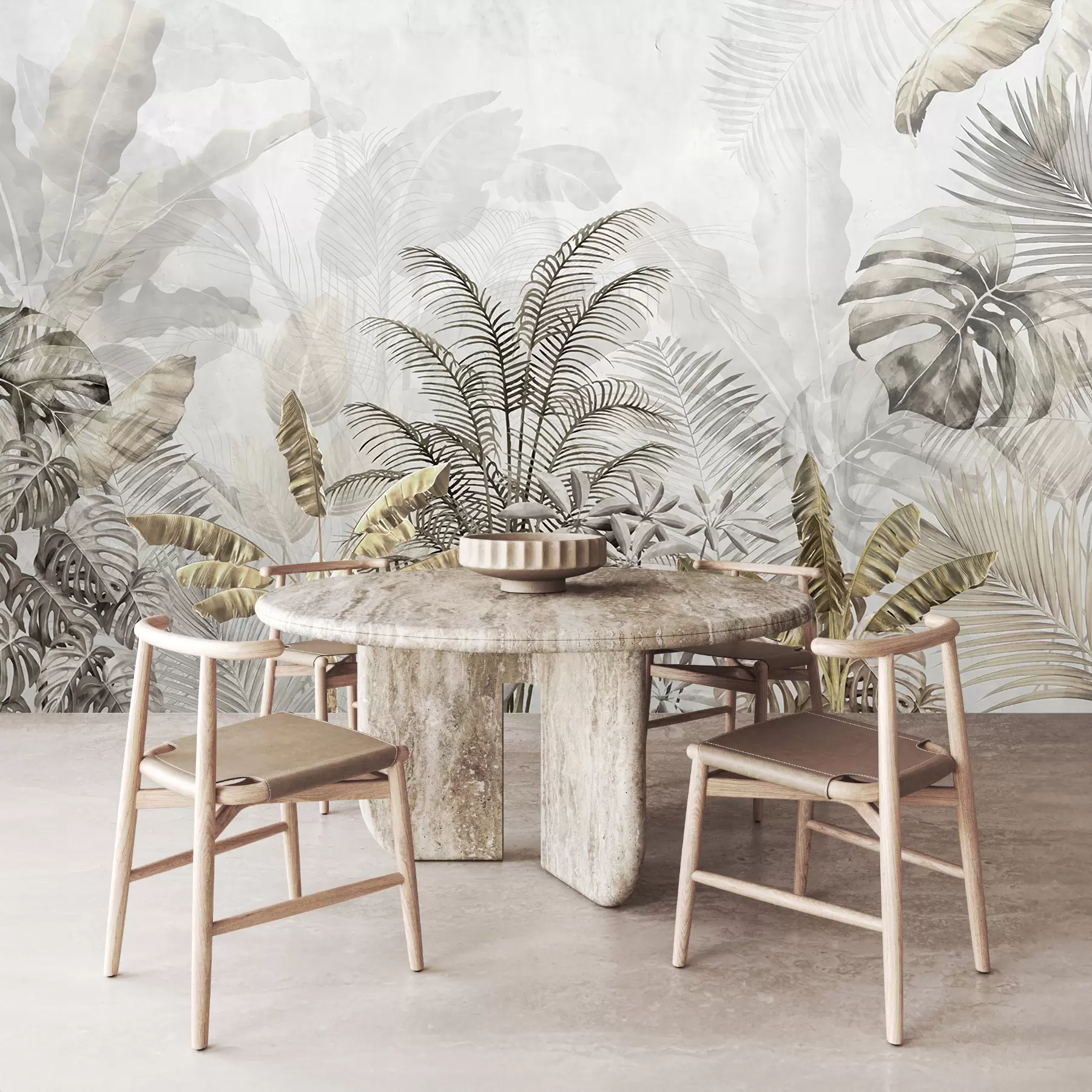 wall murals Палме у сивој боји u71284