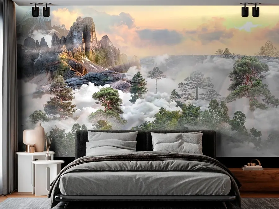 wall murals Борска шума у ​​магли u80212