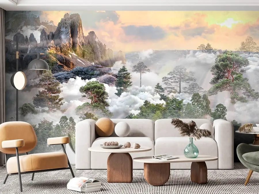 wall murals Борска шума у ​​магли u80212