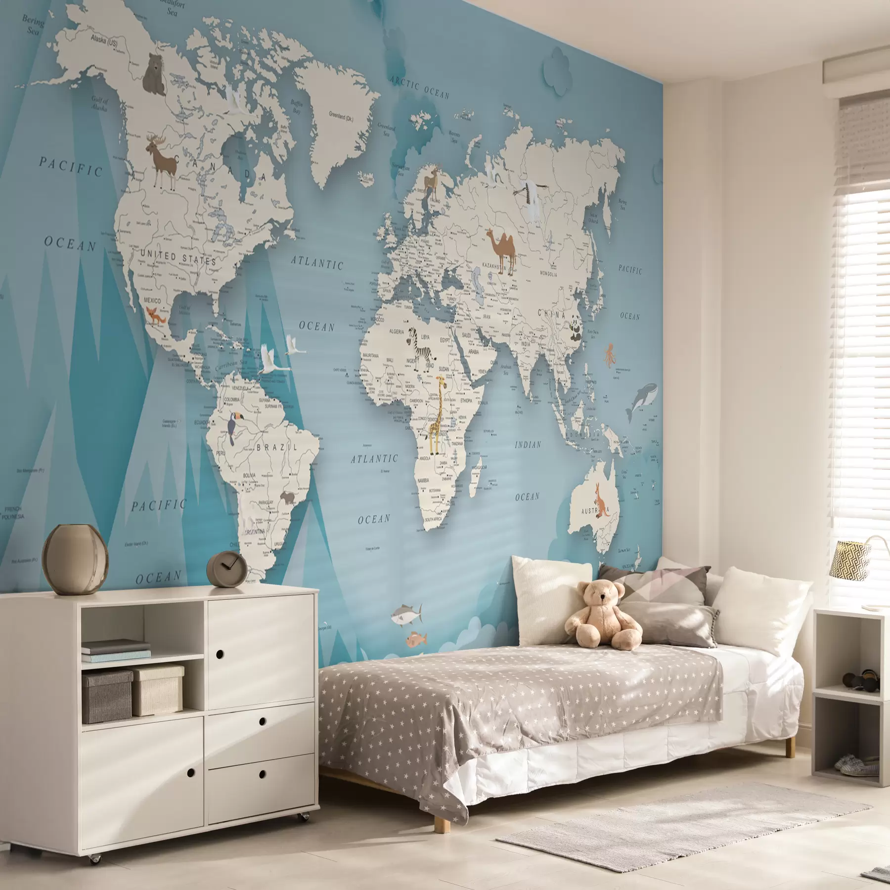 wall murals Карта света на позадини планина u79831