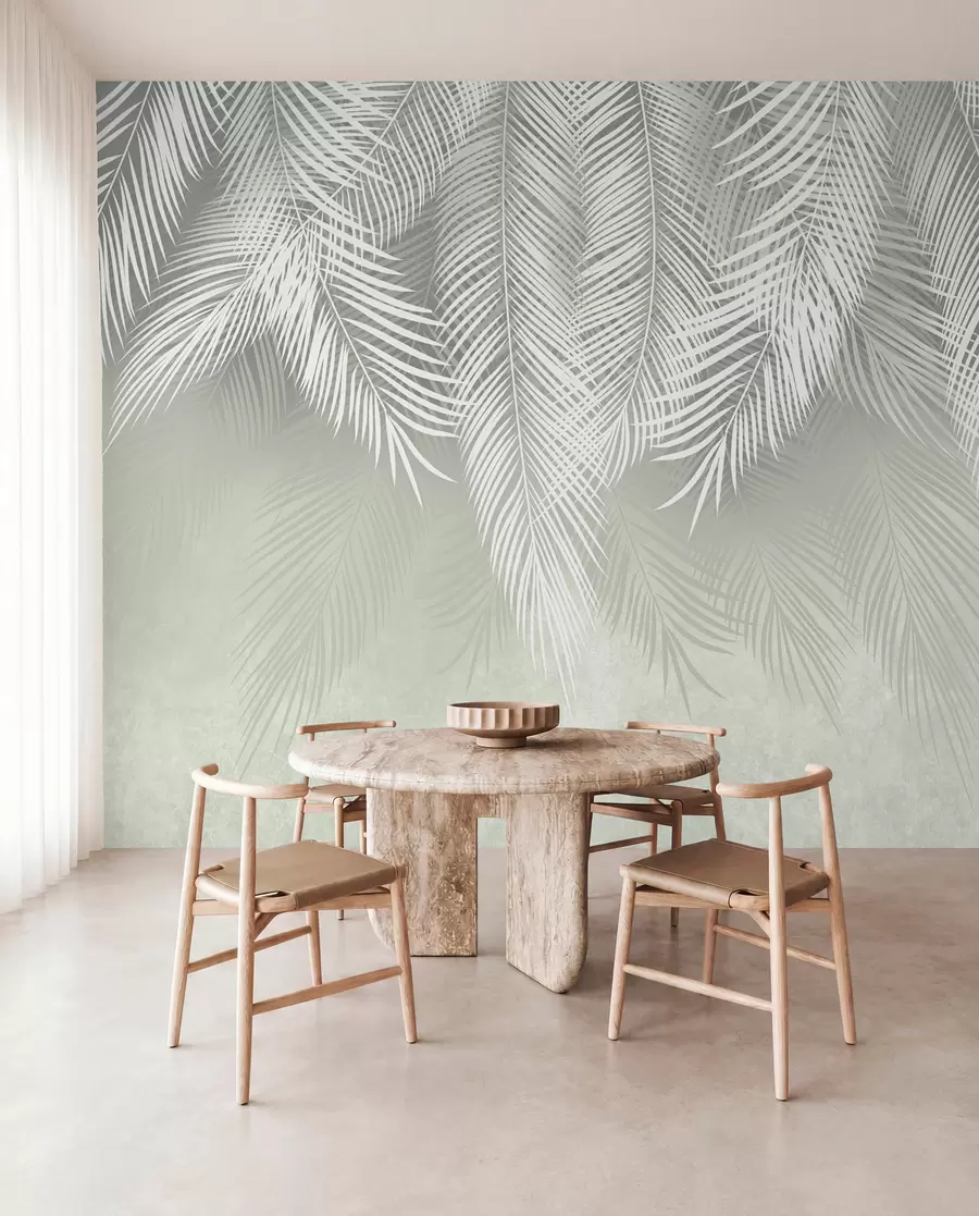 wall murals Бели дланови грана на зеленој позадини u74489
