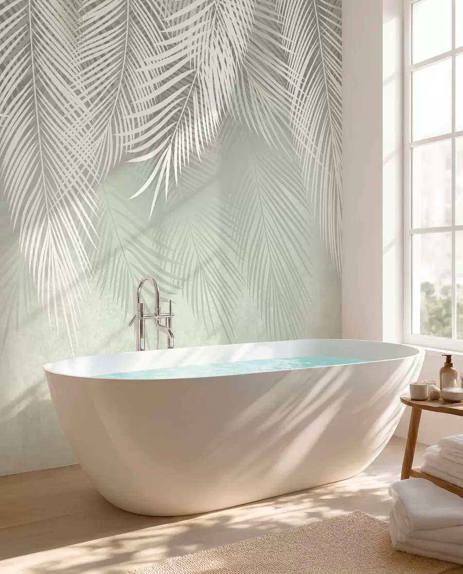 wall murals Бели дланови грана на зеленој позадини u74489