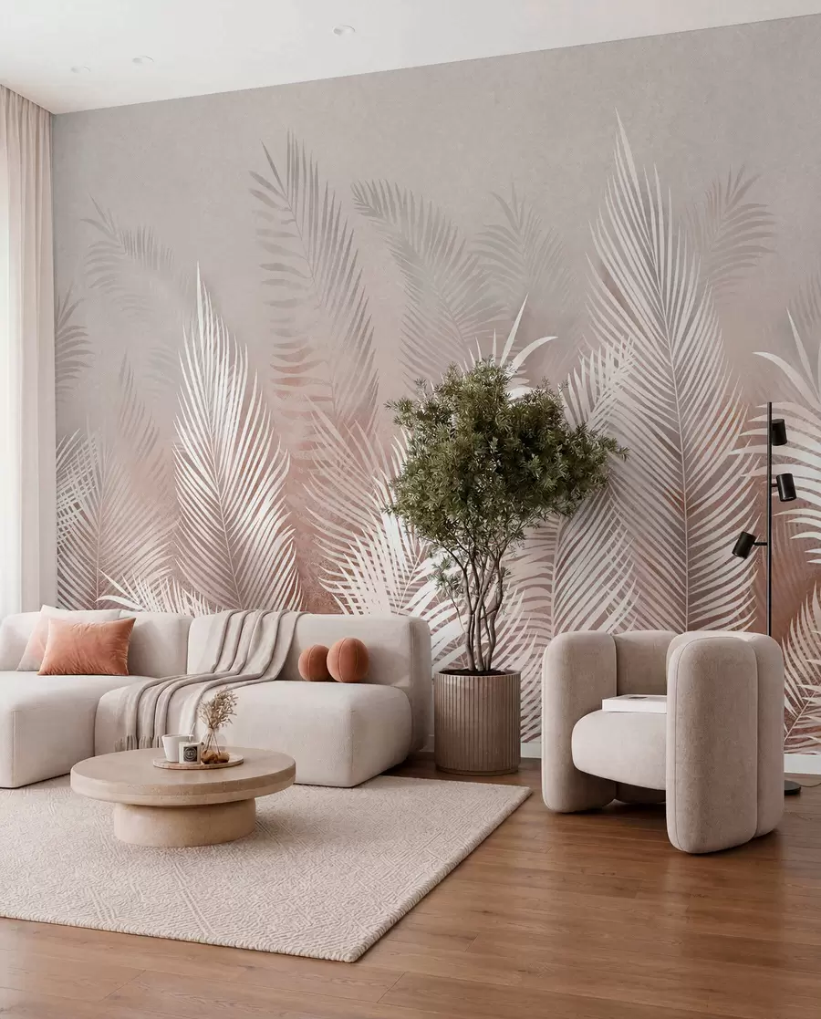 wall murals Беле палме на смеђој Гранж позадини u74601