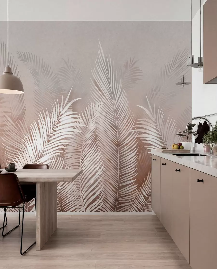 wall murals Беле палме на смеђој Гранж позадини u74601