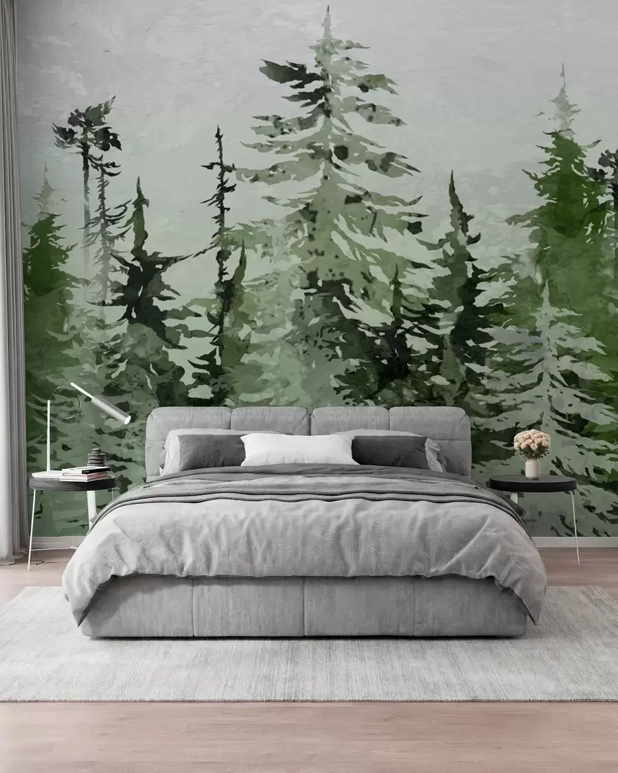 wall murals Јели уметнички цртеж Акварел u75173