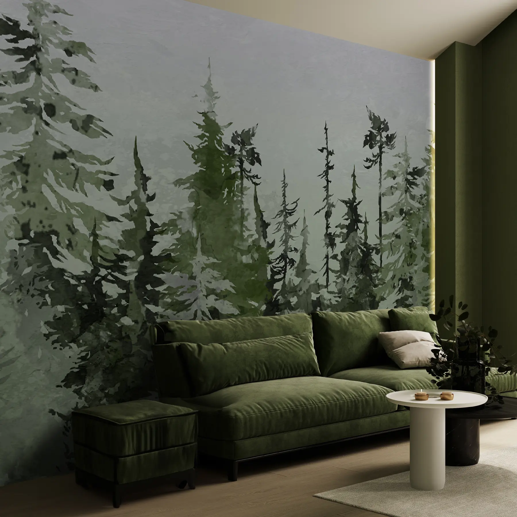 wall murals Јели уметнички цртеж Акварел u75173