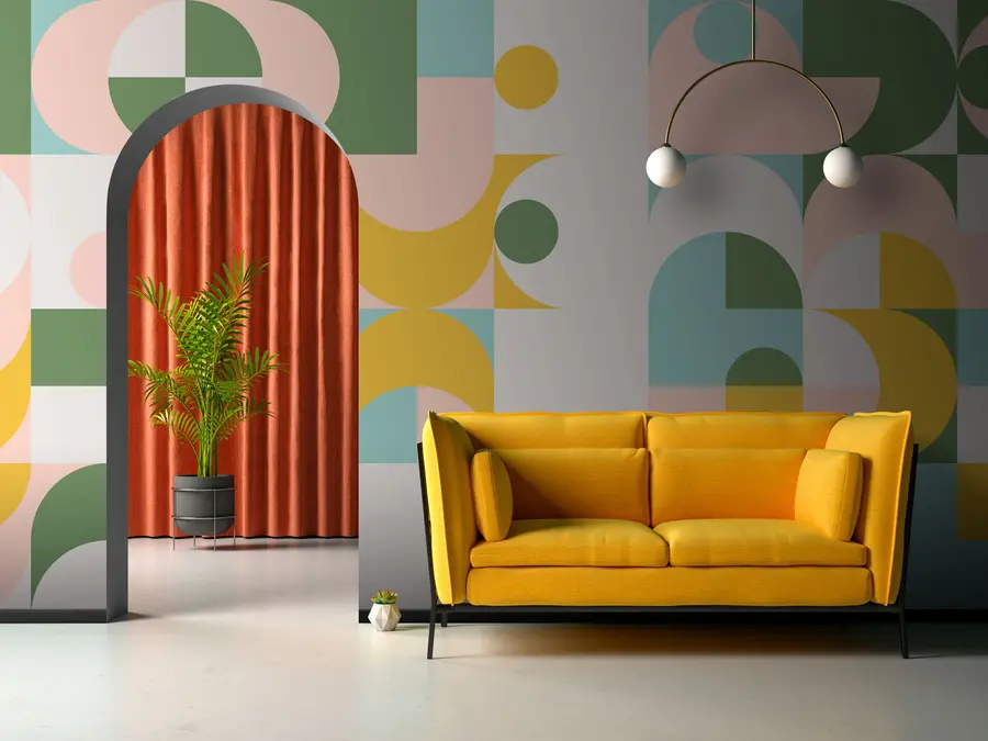 wall murals Зидни мурал у стилу ретро, ​​геометрија фотонапа u74447