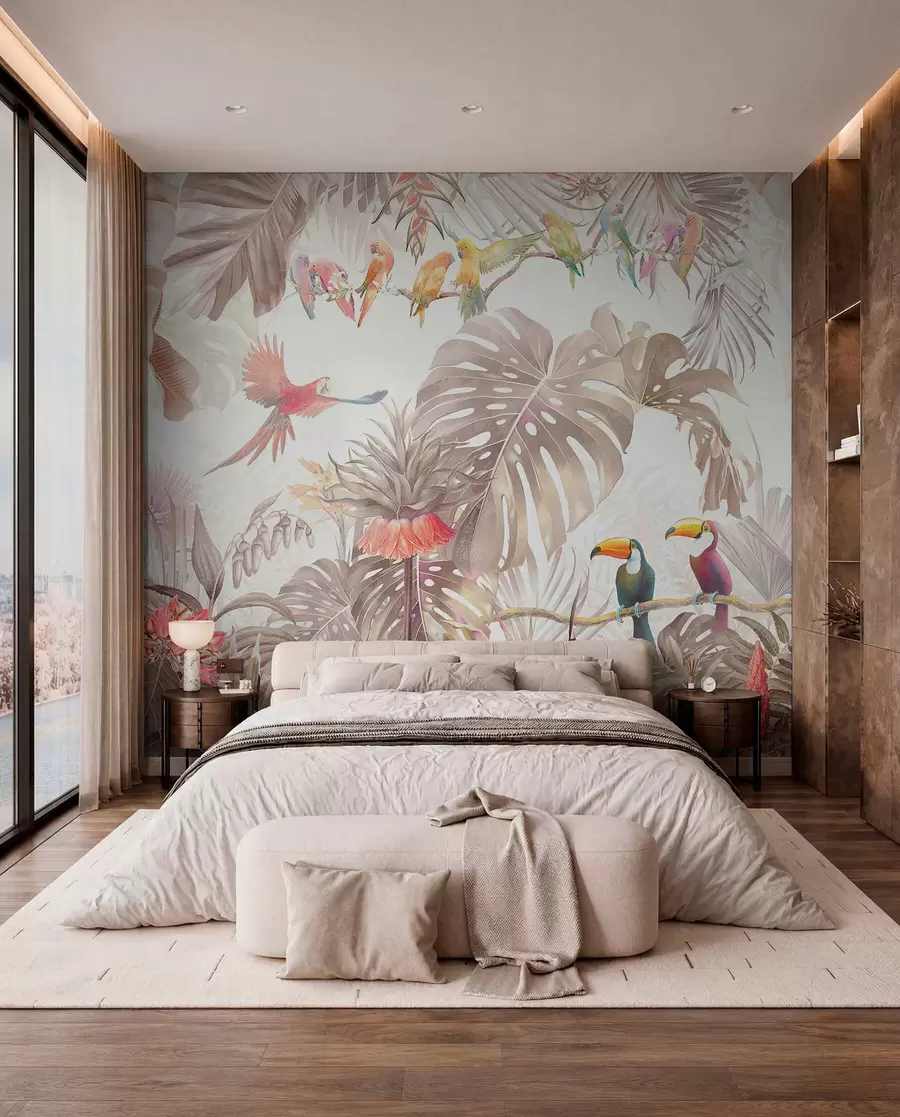 wall murals Светле птице и папагаји у тропима u74490