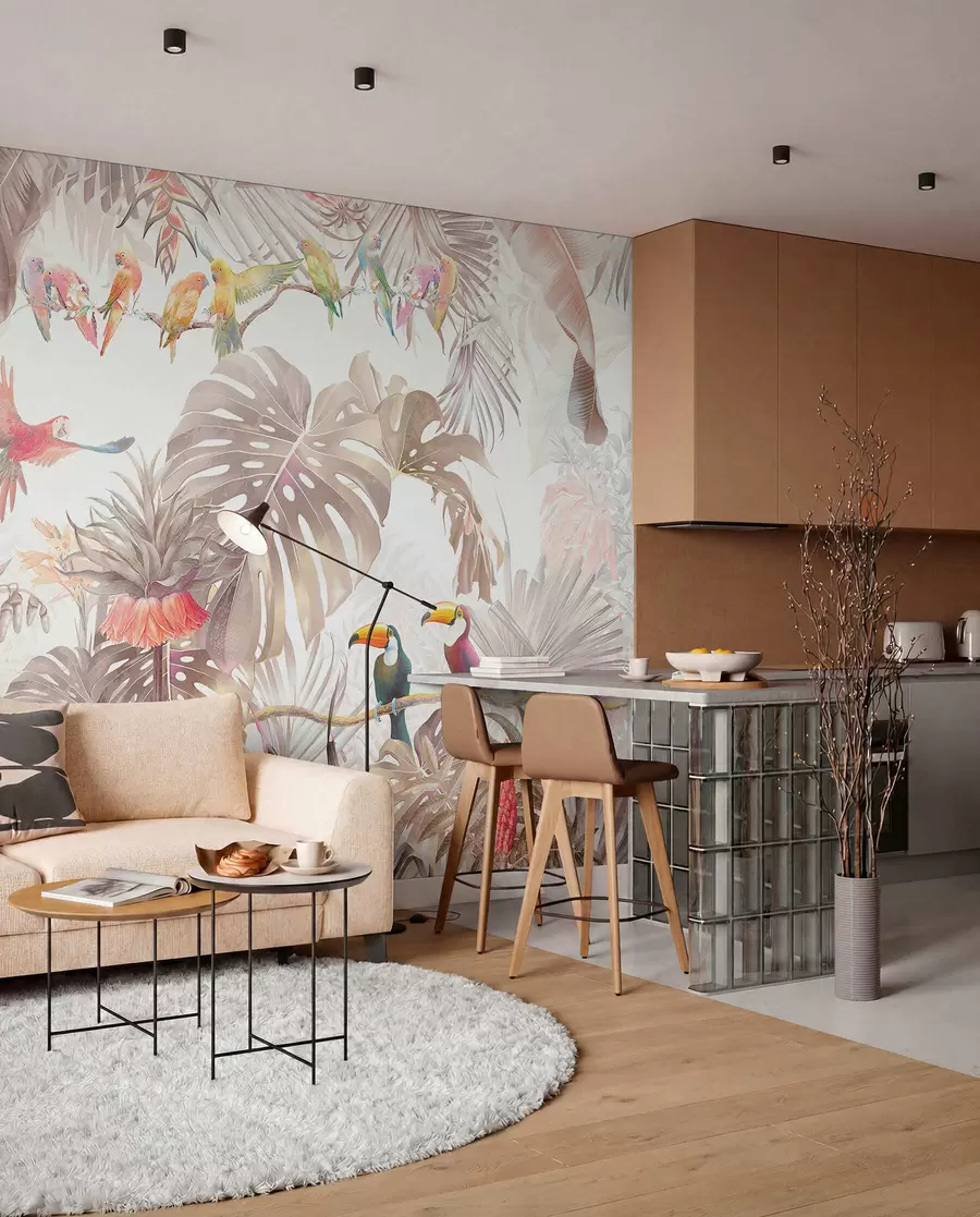 wall murals Светле птице и папагаји у тропима u74490