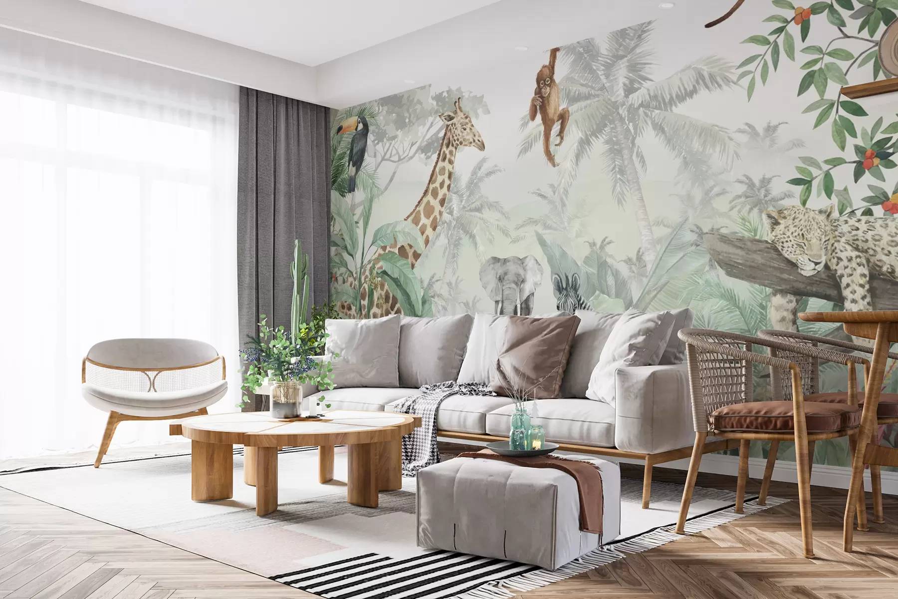 wall murals Панорама џунгле са животињама u74709
