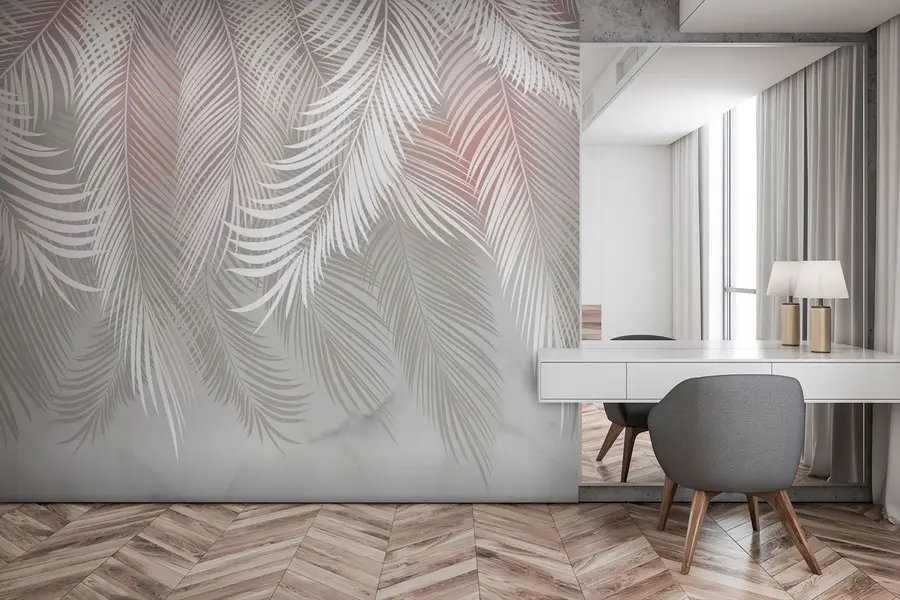 wall murals Ексклузивни палмини листови са ружичастим нијансама u94130