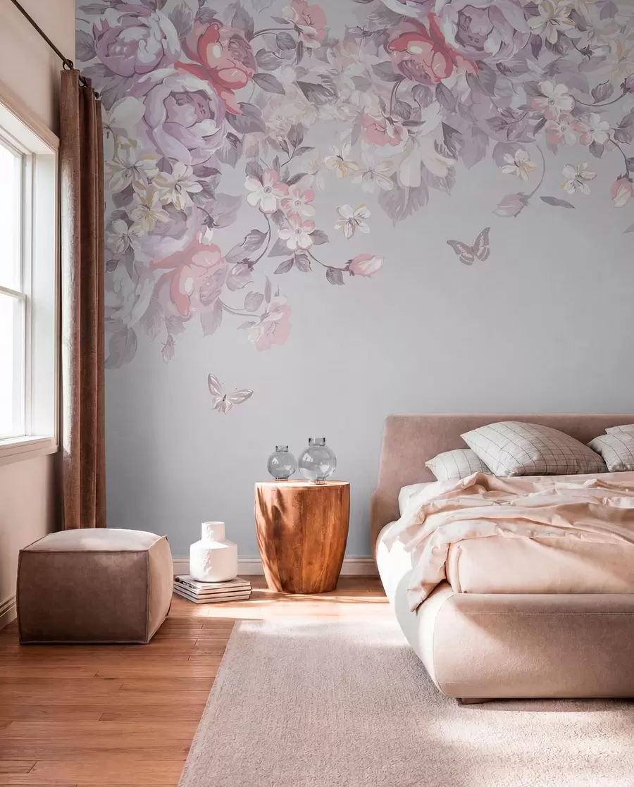 wall murals Улазница са цвећем и лептирима u94295