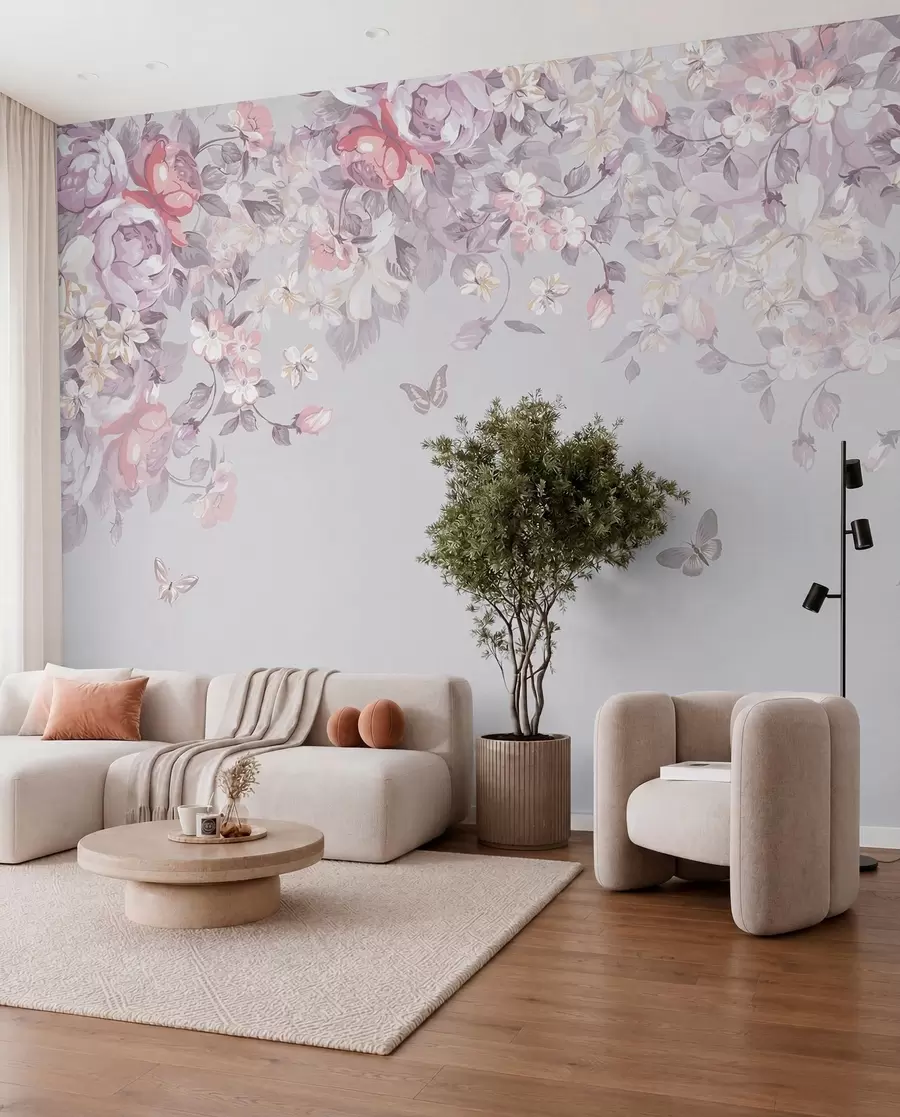 wall murals Улазница са цвећем и лептирима u94295