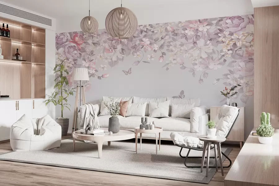 wall murals Улазница са цвећем и лептирима u94295