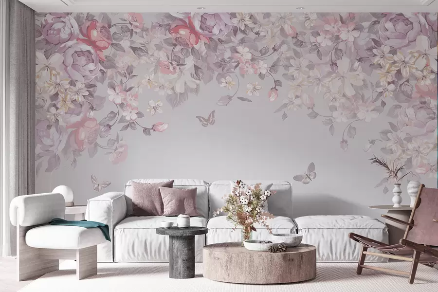 wall murals Улазница са цвећем и лептирима u94295