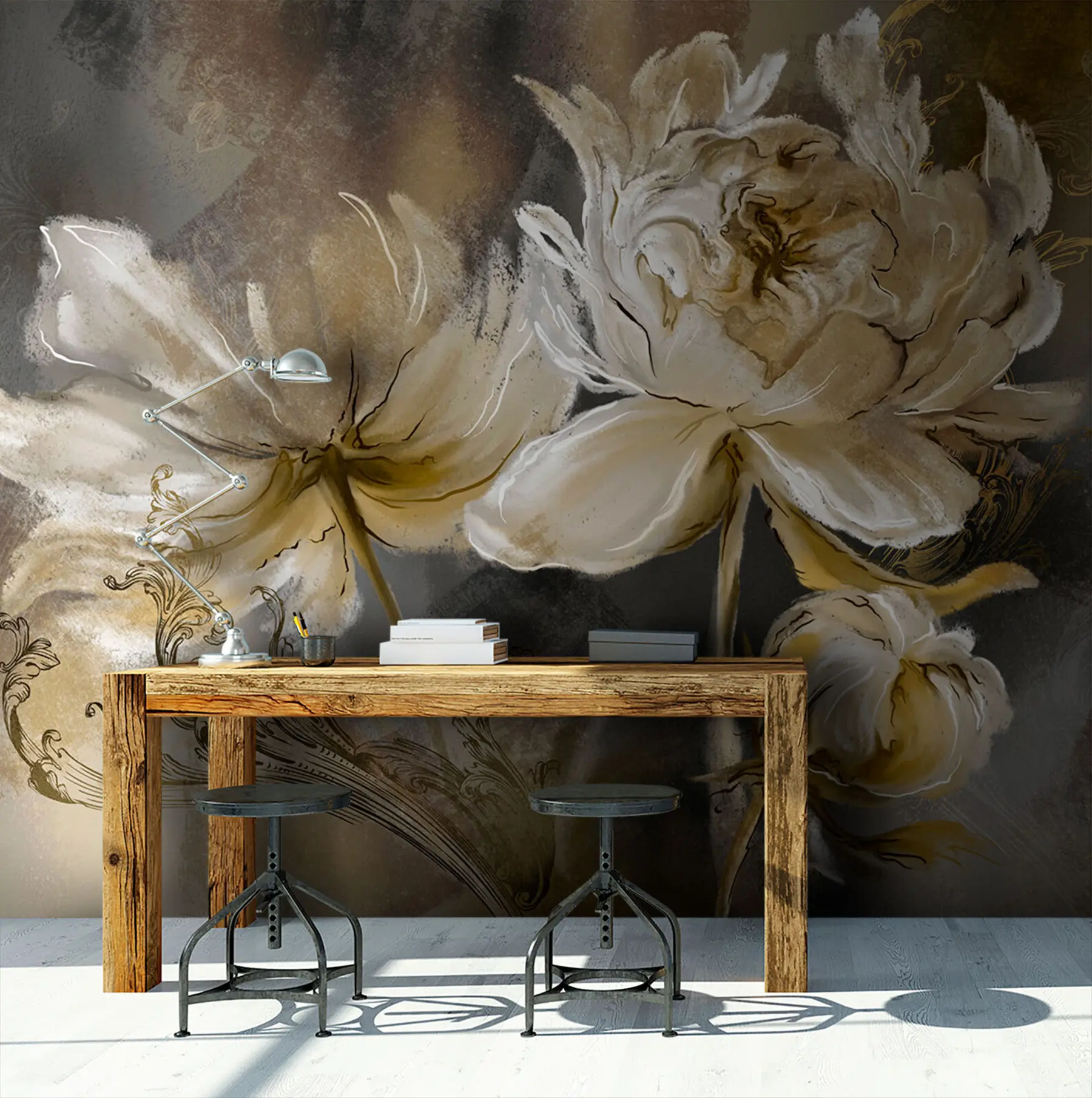 wall murals Винтаге цвеће на позадини текстуре u78738