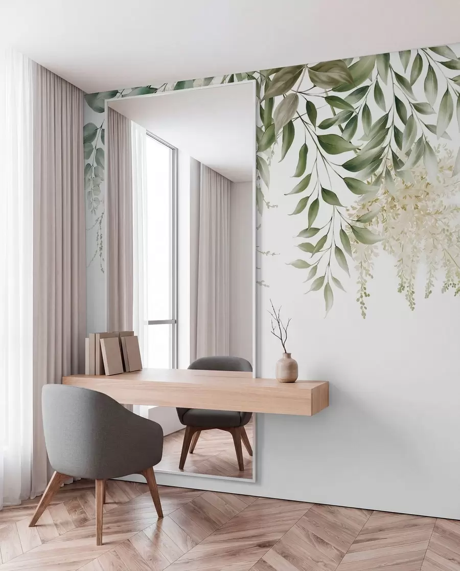 wall murals Цветни оквир са зеленилом са акварелом u94197
