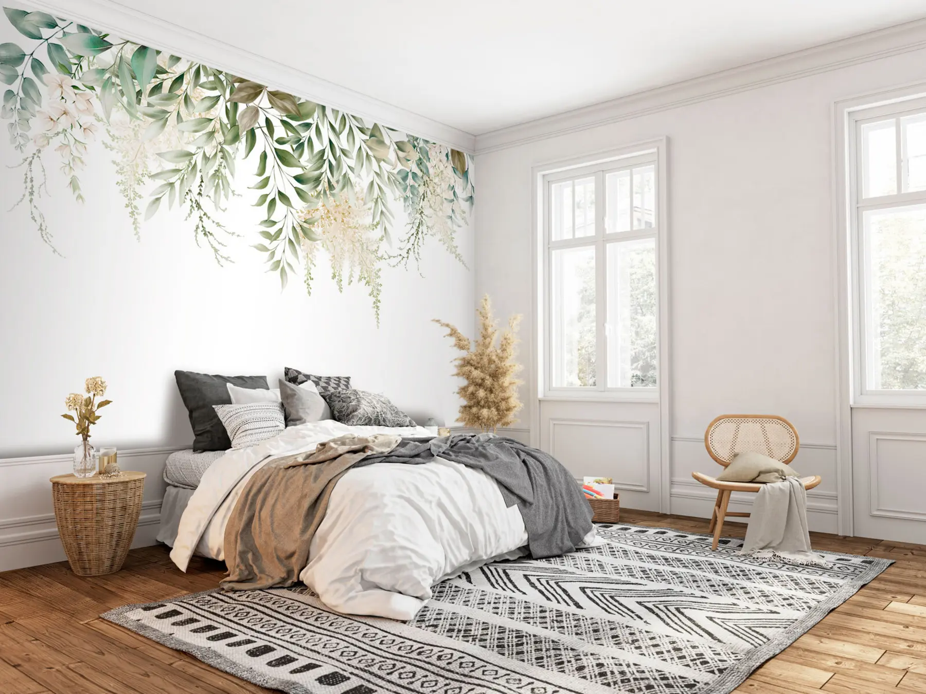 wall murals Цветни оквир са зеленилом са акварелом u94197