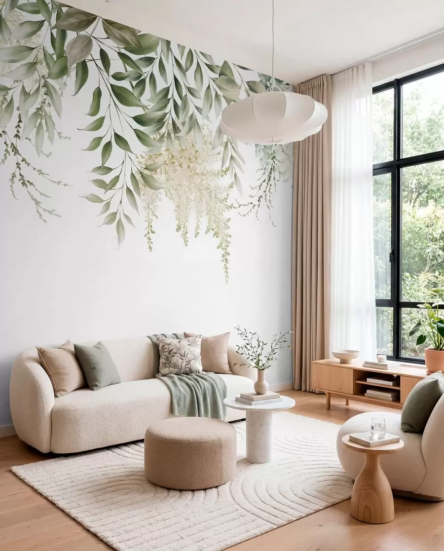wall murals Цветни оквир са зеленилом са акварелом u94197