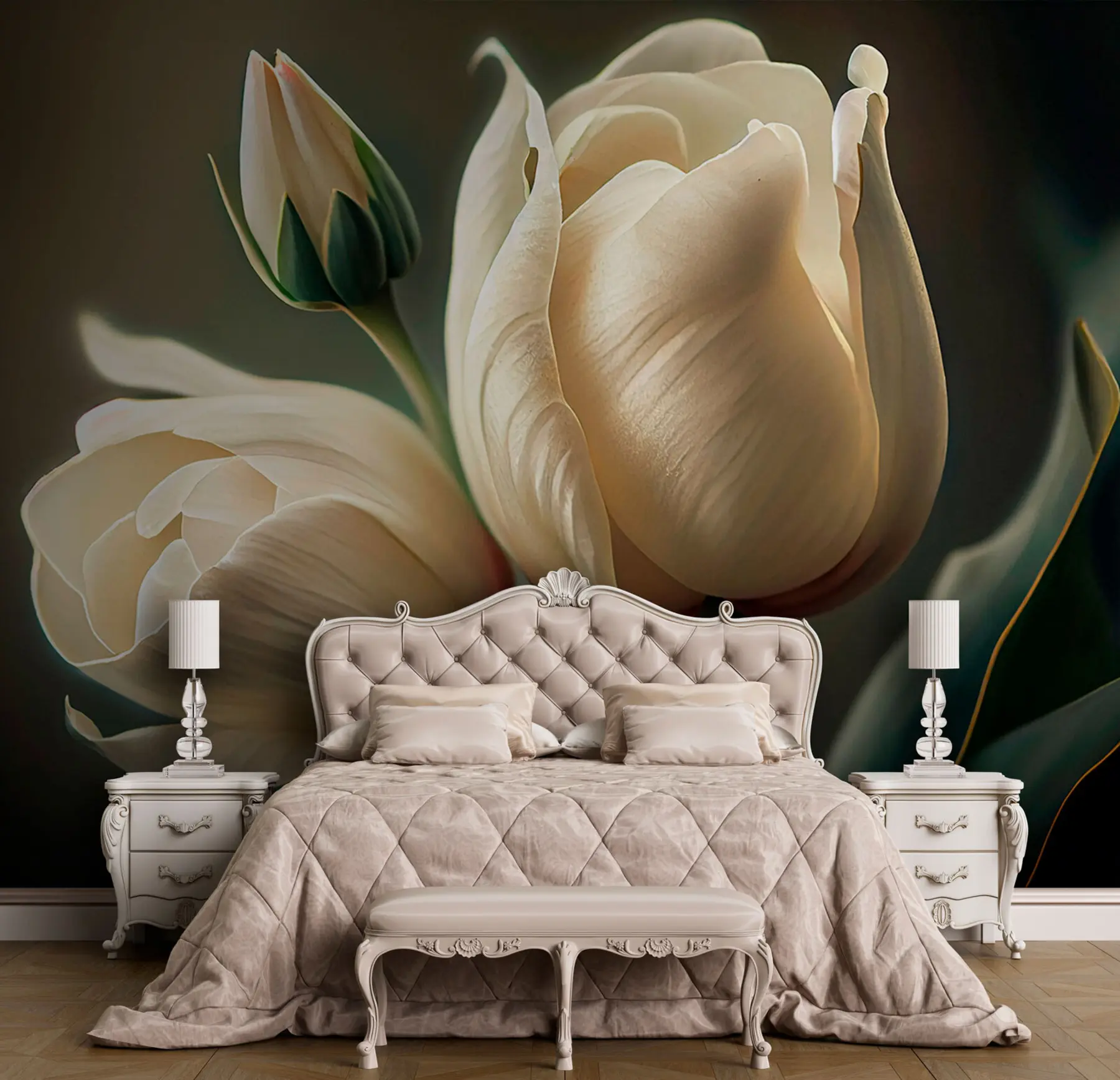 wall murals Изблиза белих тулипана u94253