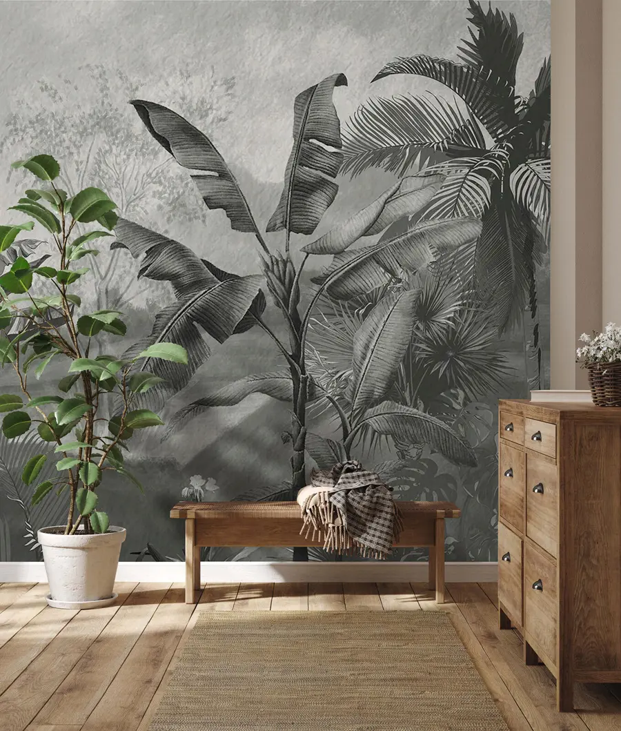 wall murals Тропски дизајн тапета, дрвеће банана, пејзажи u94329