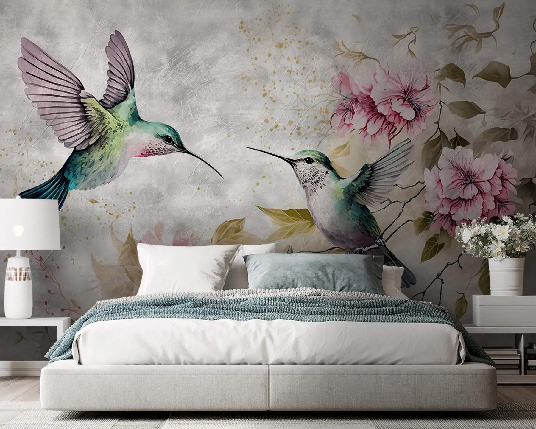 wall murals Акварел Хуммингбирдс на грани u93994