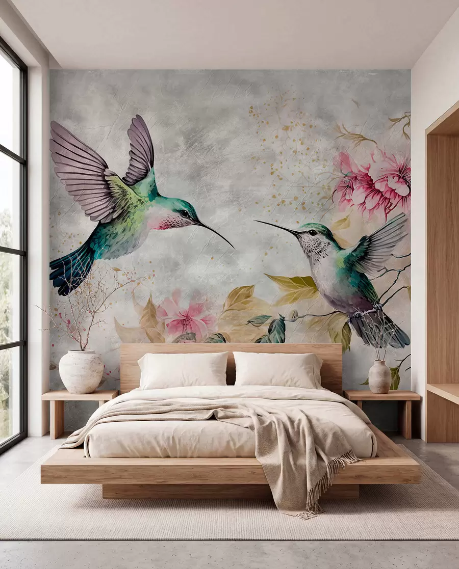 wall murals Акварел Хуммингбирдс на грани u93994