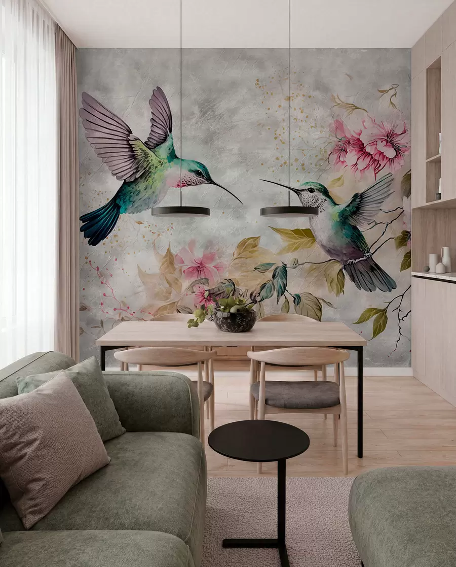 wall murals Акварел Хуммингбирдс на грани u93994