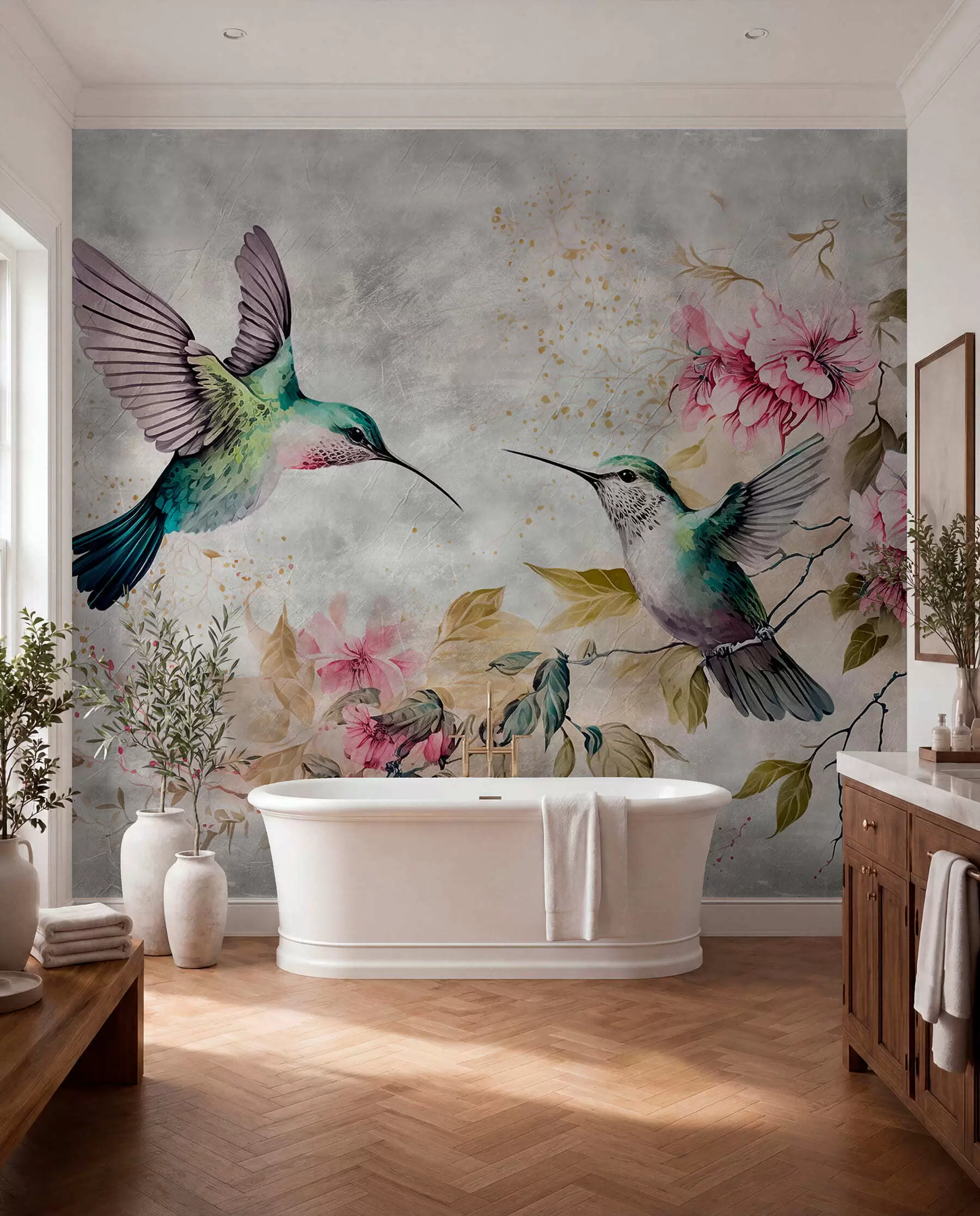 wall murals Акварел Хуммингбирдс на грани u93994
