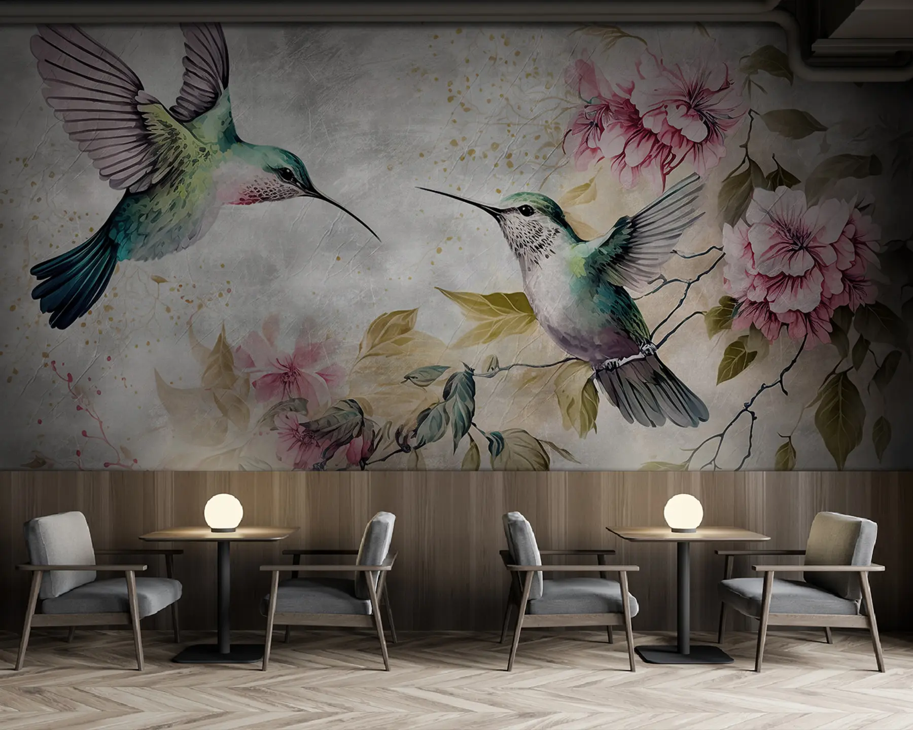 wall murals Акварел Хуммингбирдс на грани u93994