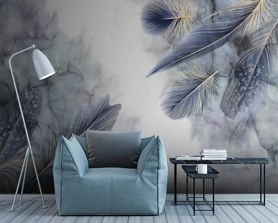 wall murals плаво перје u93996
