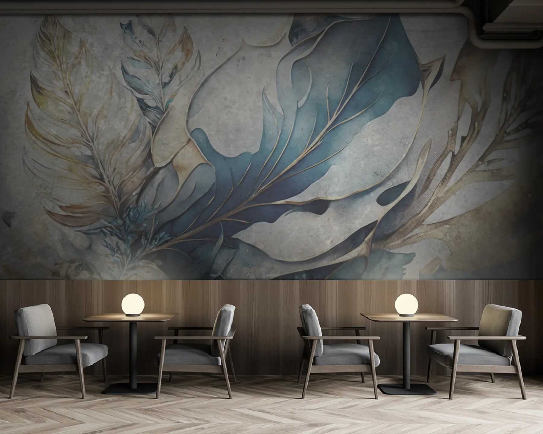 wall murals Велики цветови акварела на бетонском зиду u93998