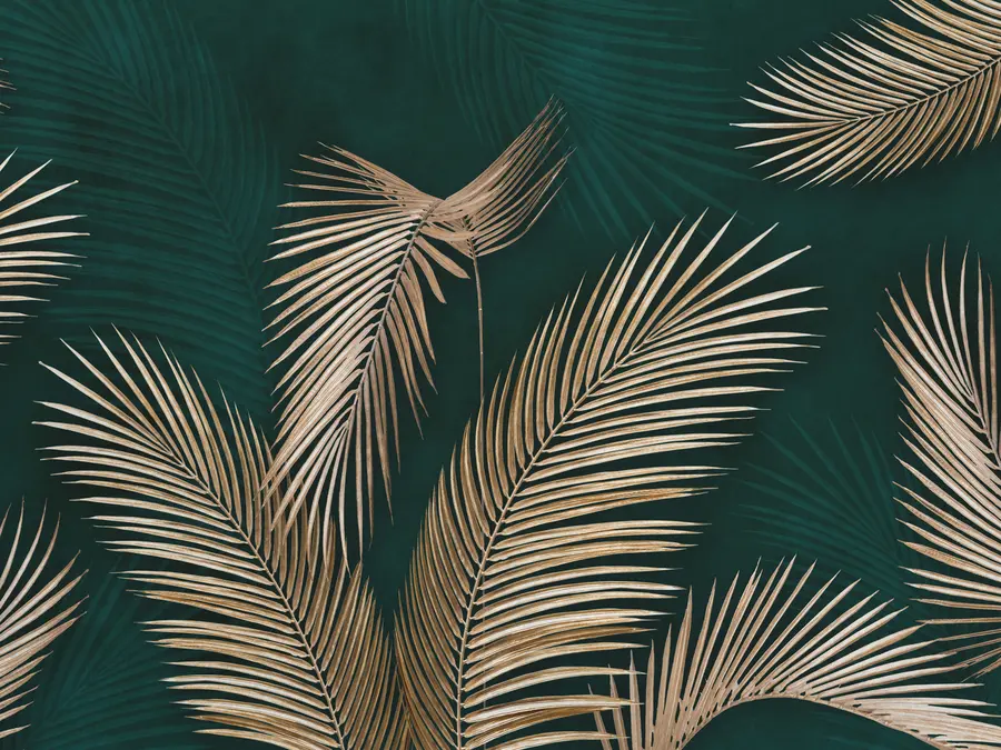 wall murals Тропско лишће на тамној позадини u94012