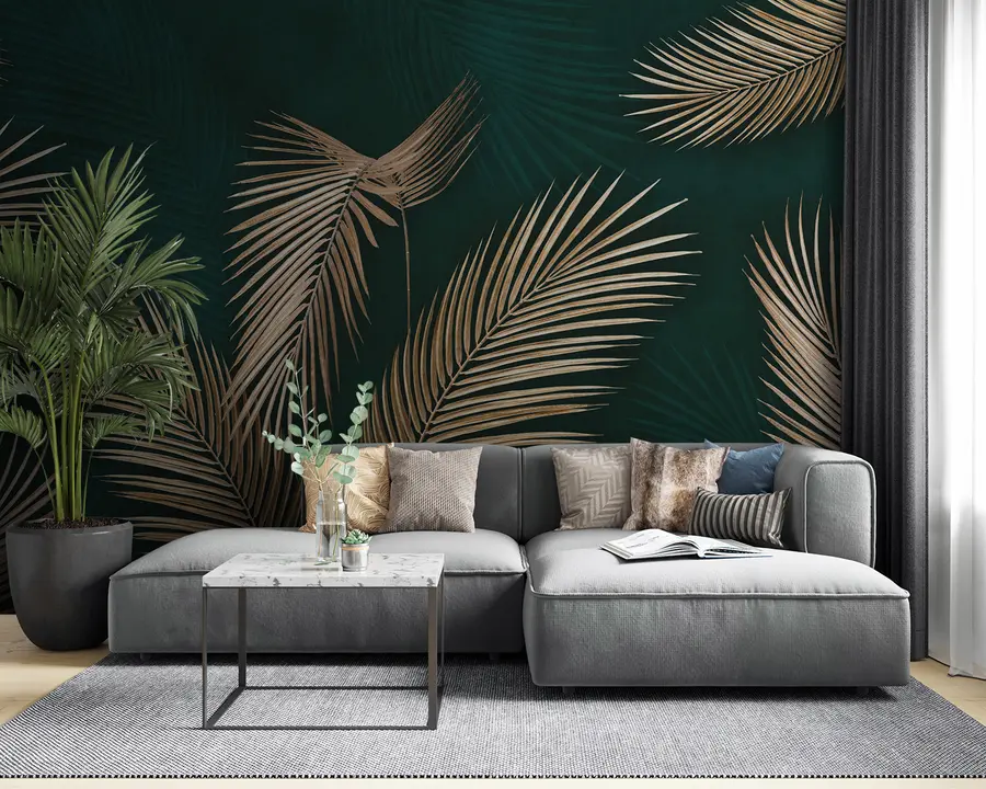 wall murals Тропско лишће на тамној позадини u94012