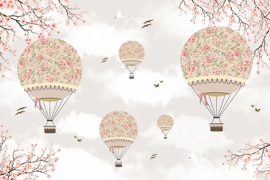 wall murals Балони у цвећу и сакура филијала u94445