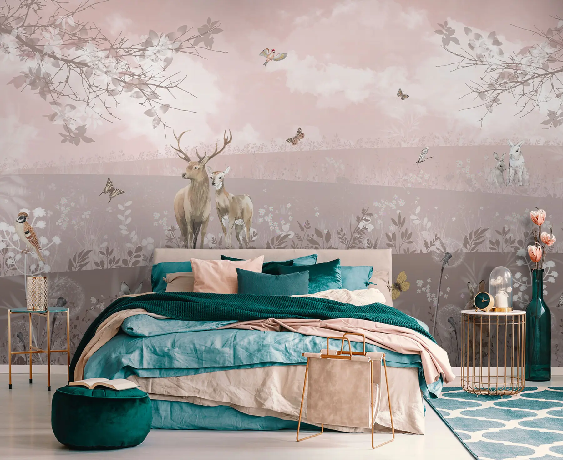 wall murals Дреами Пинк Ворлд са јеленом u94165