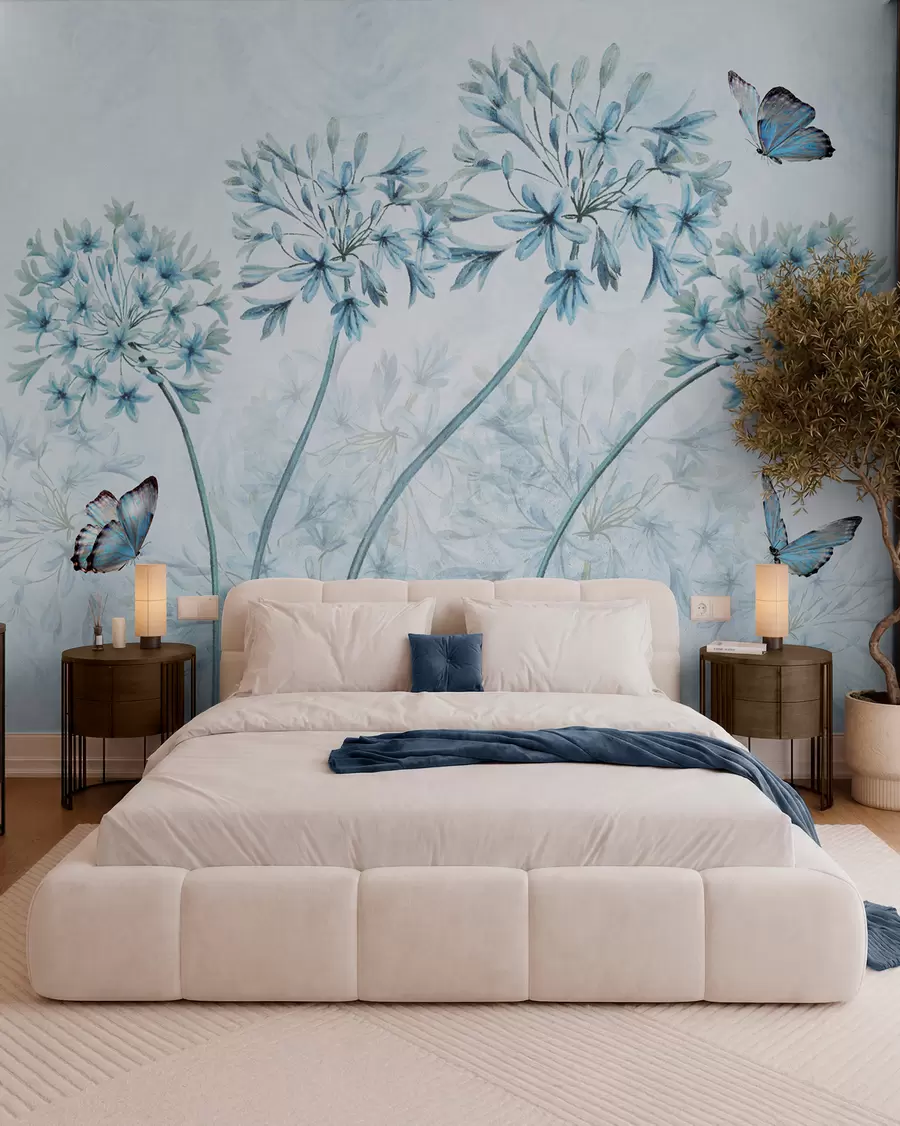 wall murals Биљка, цвет и плава u35495