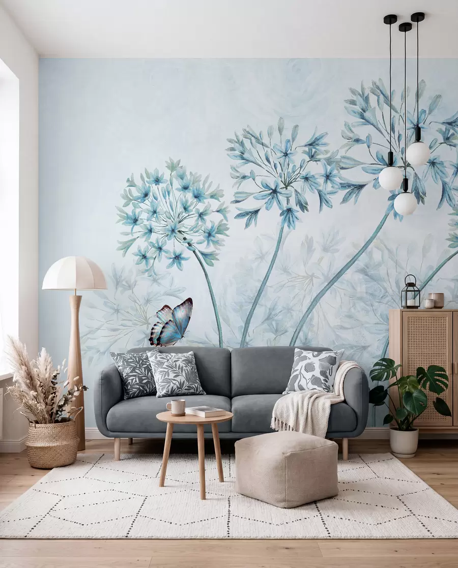 wall murals Биљка, цвет и плава u35495