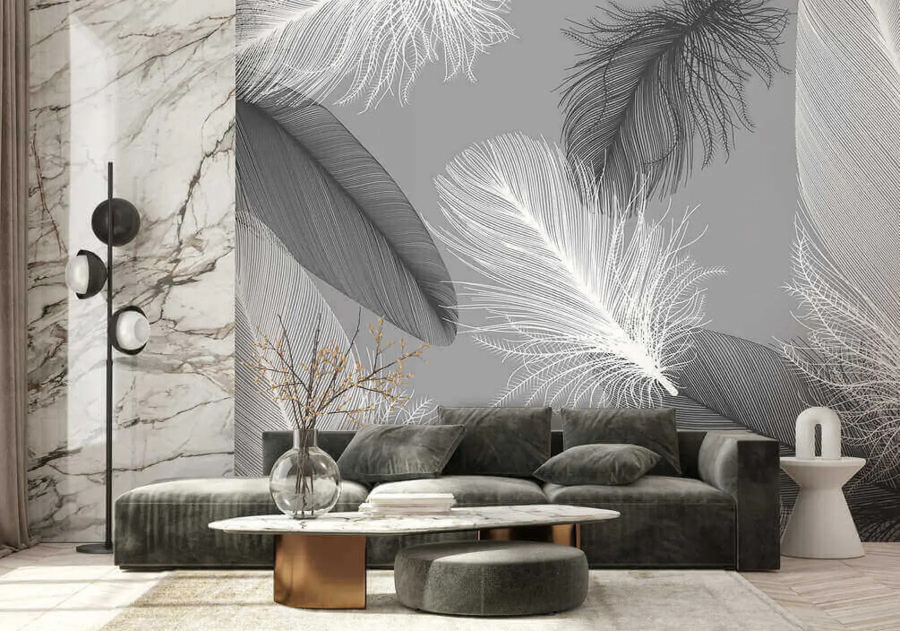 wall murals Бела и црна перја u04919