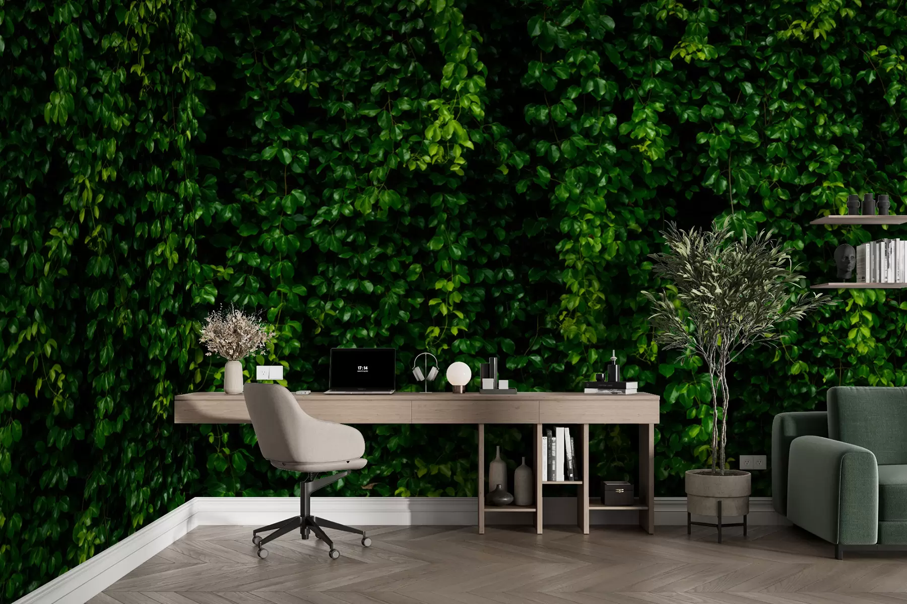 wall murals Тамно зелени тропски лист u94381