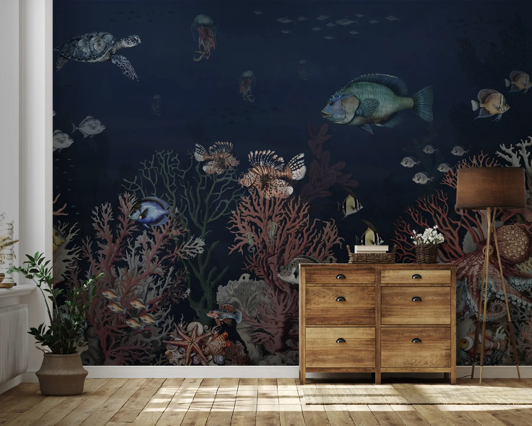 wall murals Корални гребени и риба у дубини залива u94467