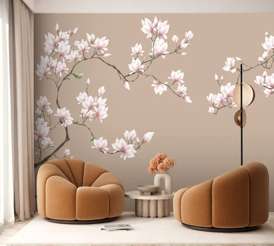 wall murals Цвеће гране ружичасте магнолије u94363