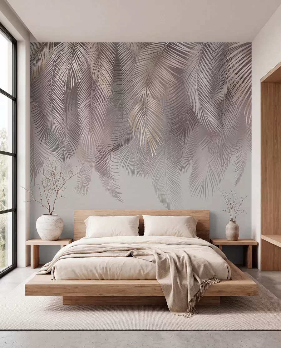 wall murals Ружичасти палмини листови u94375