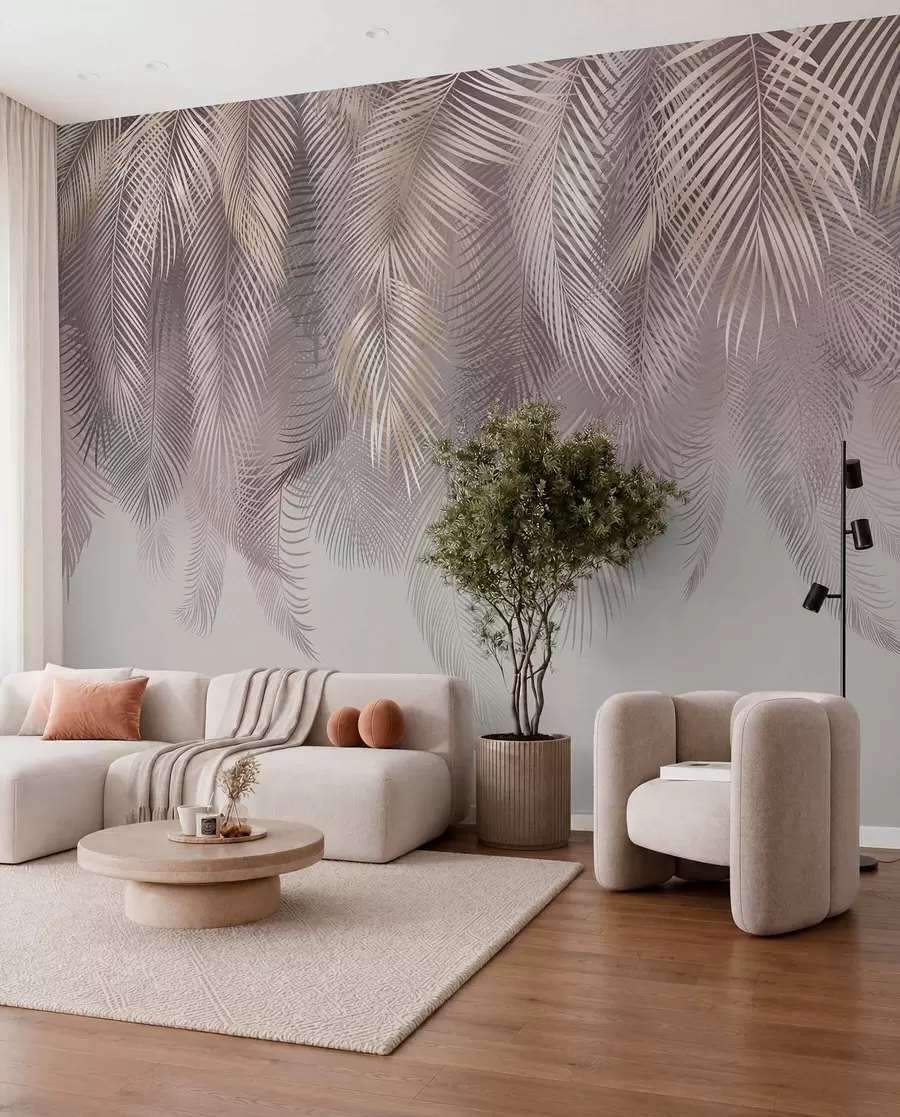 wall murals Ружичасти палмини листови u94375