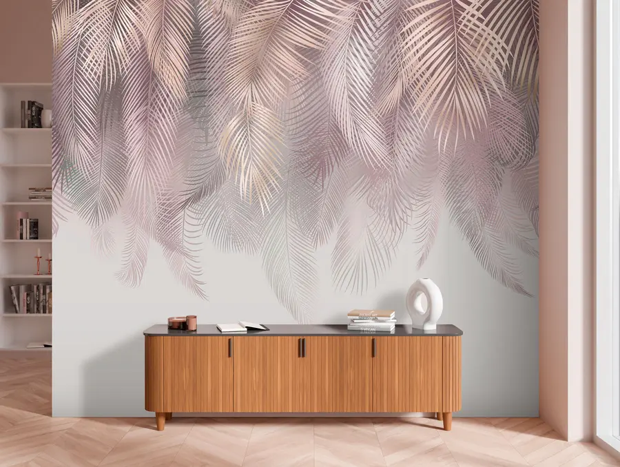 wall murals Ружичасти палмини листови u94375