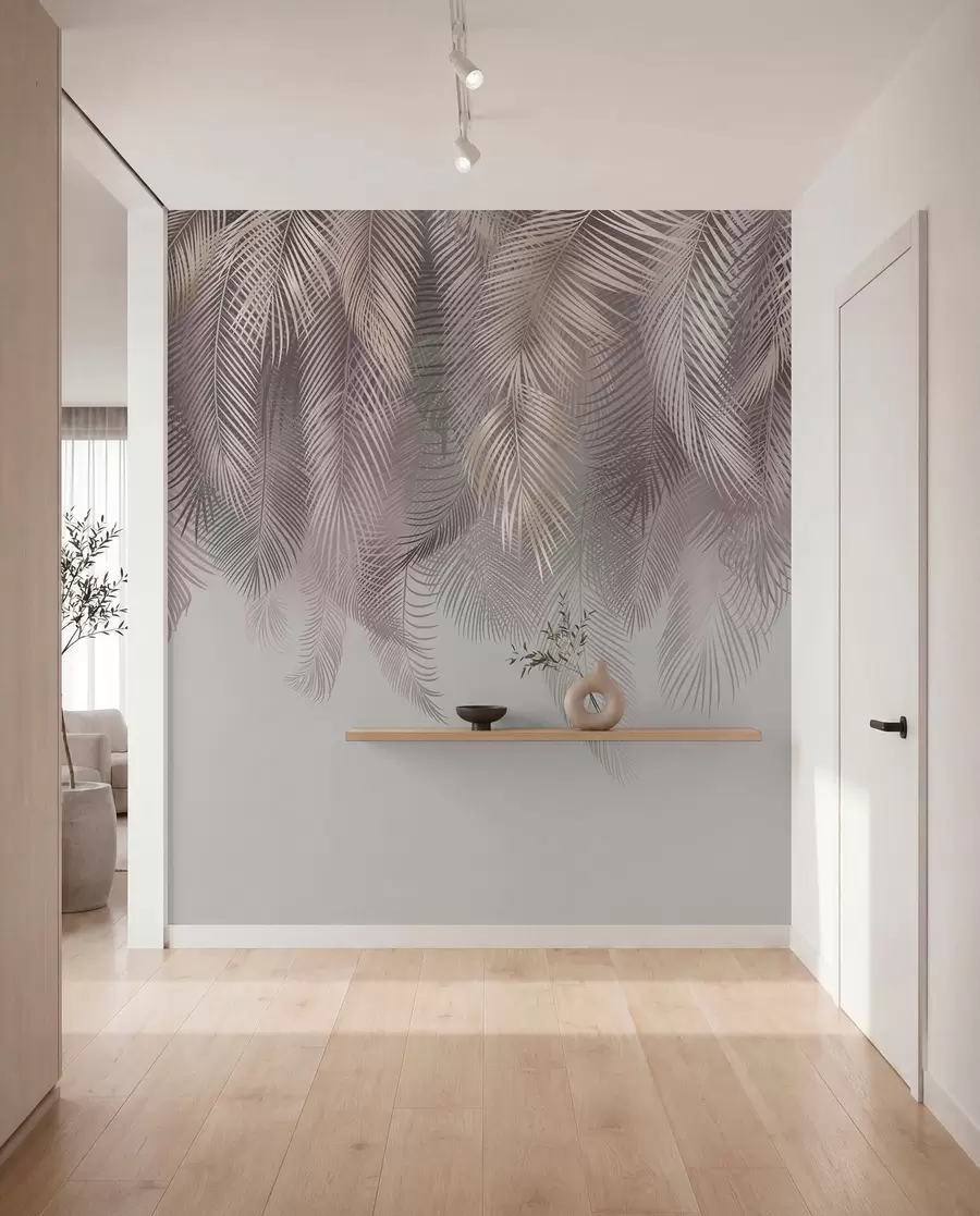wall murals Ружичасти палмини листови u94375