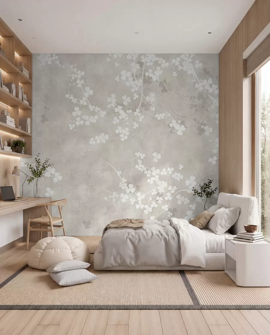 wall murals Бели крхки гранчице и цвеће u94458