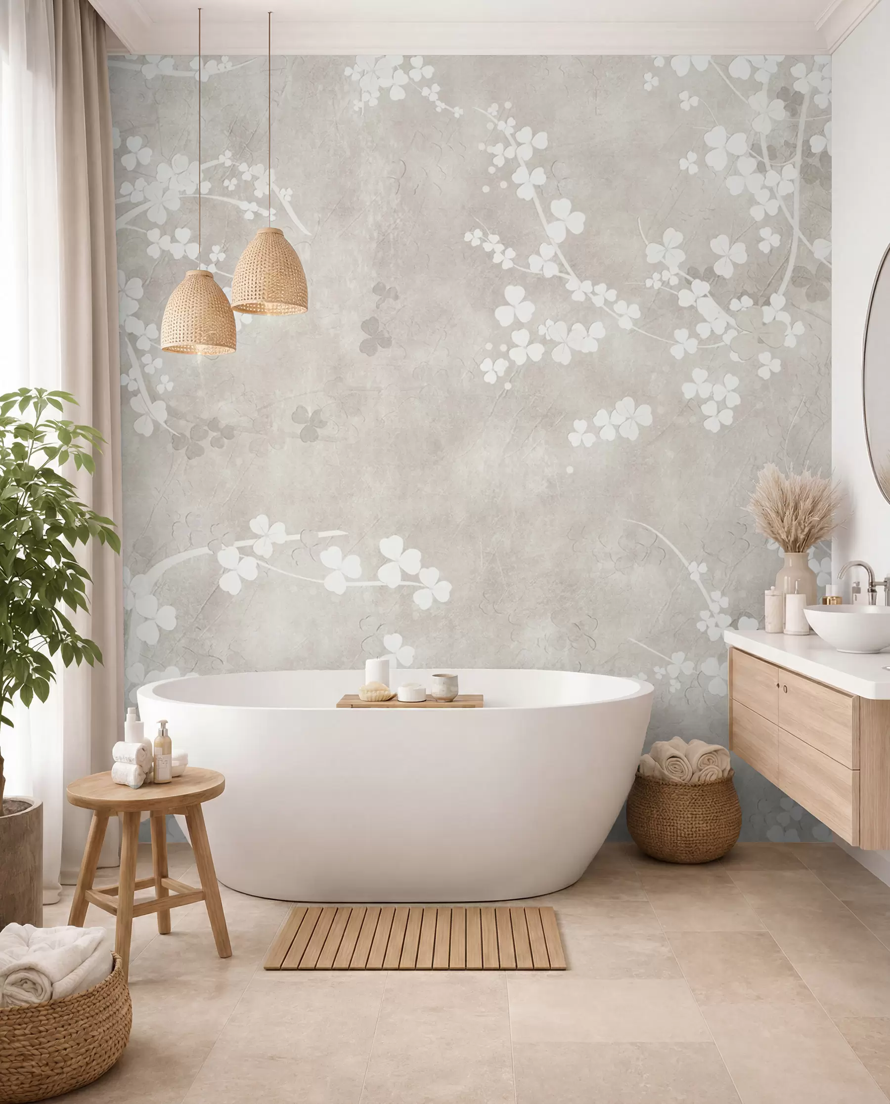 wall murals Бели крхки гранчице и цвеће u94458