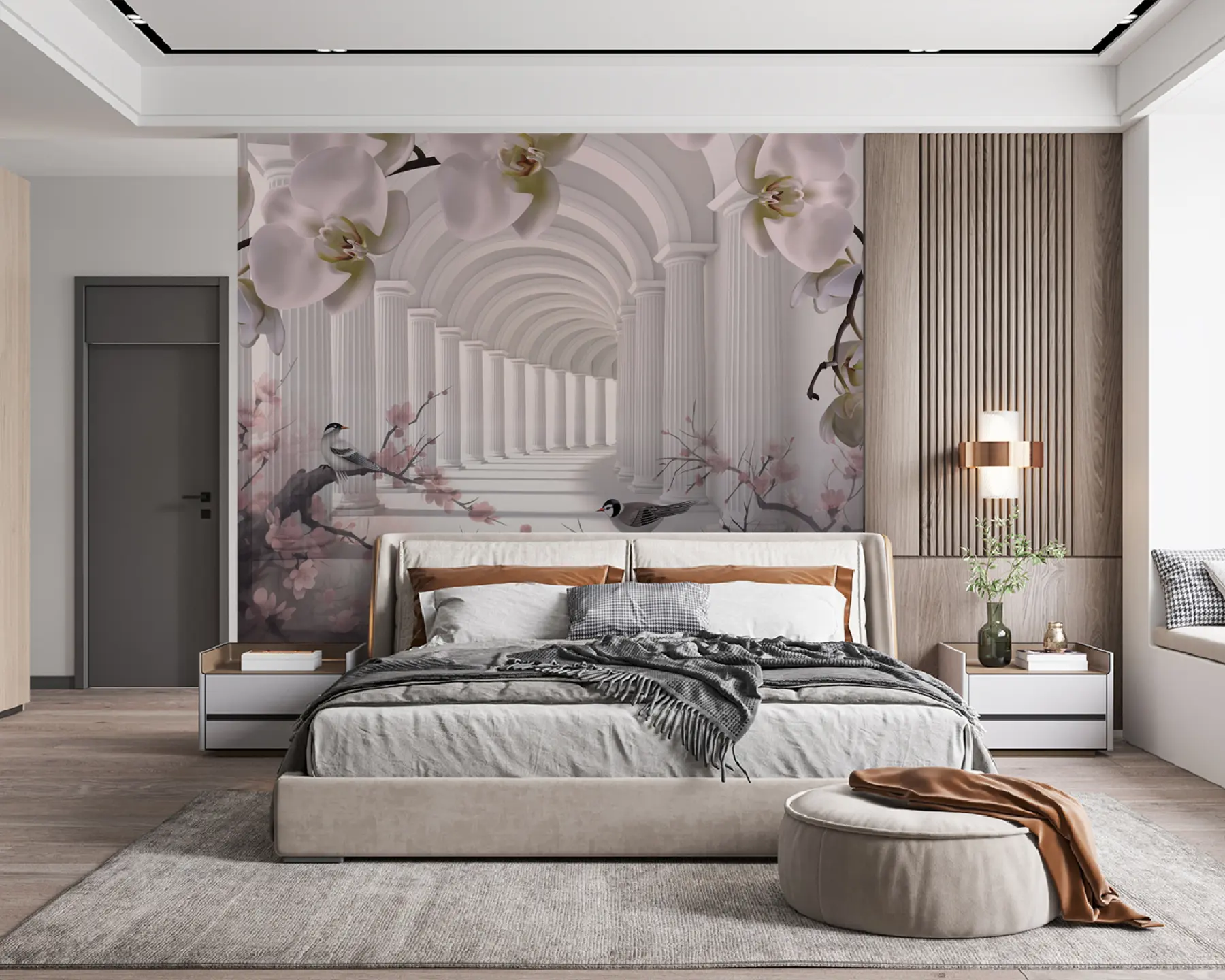 wall murals Предиван тунел са птицама и орхидејима u94513